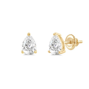 White Cubic Zirconia 14k Yellow Gold Studs With Velvet Gift Box 2.00ctw