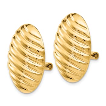 14k Yellow Gold Polished Button Non-pierced Stud Earrings