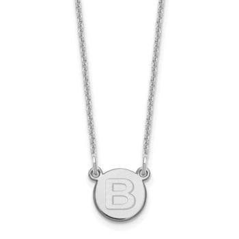 Rhodium Over 14k White Gold Tiny Circle Block Letter B Initial Pendant
Cable Link 18 Inch Necklace