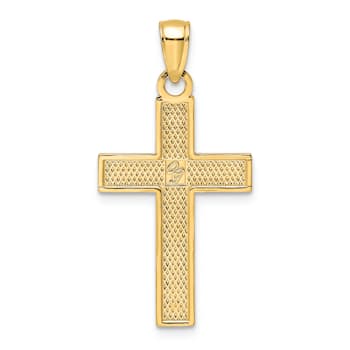 14k Yellow Gold Polished and Textured Cross Pendant