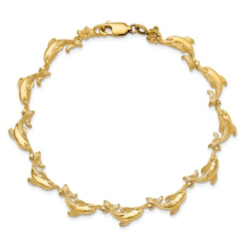 14k Yellow Gold Dolphin Link Bracelet