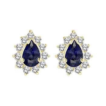 0.70ctw Sapphire and Diamond Earrings in 14k Yellow Gold