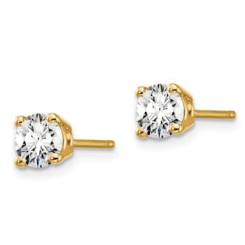 White Lab-Grown Diamond 14k Yellow Gold G-H SI 4-Prong Stud Earrings 0.74ctw