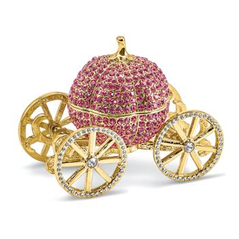 ETERNALLY YOURS Pink Pumpkin Coach with Ring Pad Trinket Box