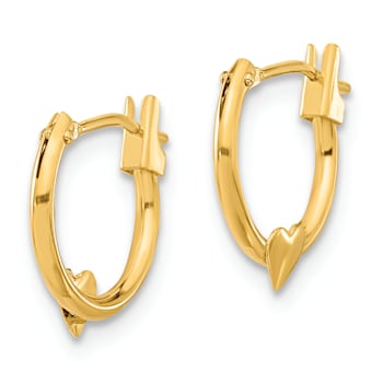 14K Yellow Gold Heart Hoop Earrings
