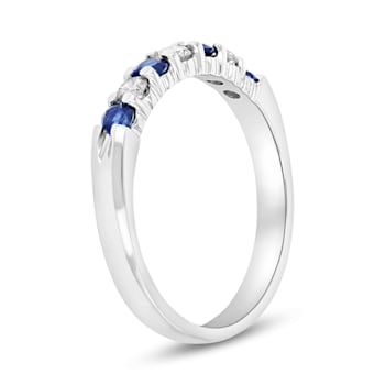 Sapphire and Diamond 14k White Gold Band Ring 0.50ctw