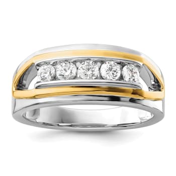 14K Yellow and White Gold Lab Grown Diamond SI1/SI2, G H I, Men's Ring