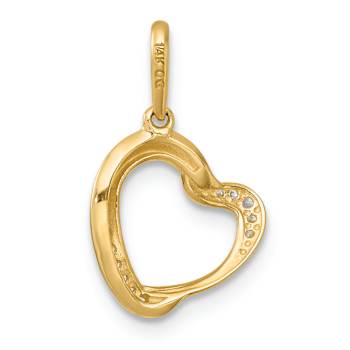 14K Yellow Gold Polished Cubic Zirconia Fancy Open Heart Pendant