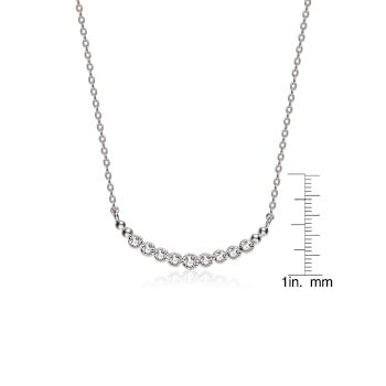 CZ Bar Necklace In Sterling Silver 16 Inch