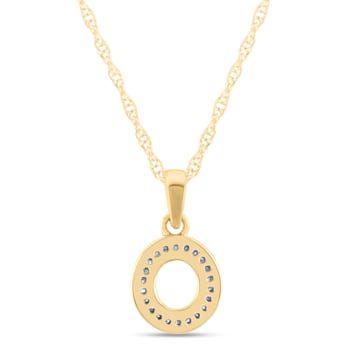 White Diamond Accent 10k Yellow Gold O Initial Pendant With 18” Rope Chain
