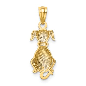 14K Yellow Gold Polished Sitting Dog Pendant