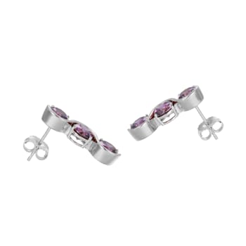 Purple Cubic Zirconia Platinum Over Silver February Birthstone Earrings 7.98ctw