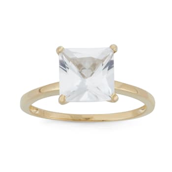 Princess Cut Lab Created White Sapphire 10K Yellow Gold Ring 2.90ctw