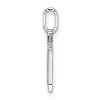 14K White Gold Diamond Letter M Initial Pendant