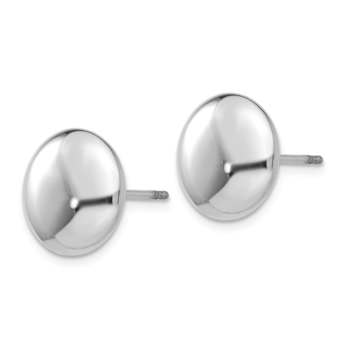 Rhodium Over 14k White Gold Polished 12mm Button Earrings