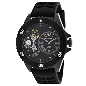 Oceanaut Men's Tide Black Dial, Black Rubber Strap Watch