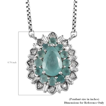 Sterling Silver Mixed Grandidierite and White Zircon Necklace 2.76ctw