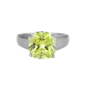 Green And White Cubic Zirconia Platinum Over Silver August Birthstone
Ring 6.98ctw