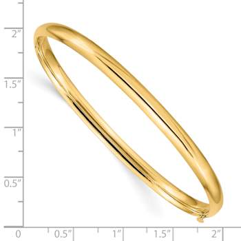 14k Yellow Gold 5mm Oversized High Polished Hinged Bangle Bracelet