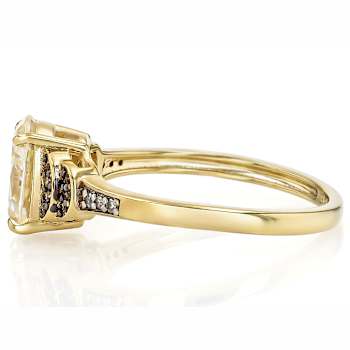 Diamond Simulant Oval, Champagne Diamond And White Diamond Ring In 18K
Gold Over Sterling Silver 2.65ctw