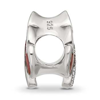 Sterling Silver Cubic Zirconia Enamel Ember Red Leaf Bead