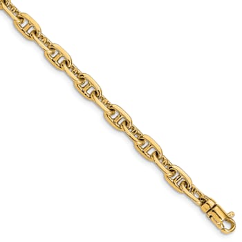 10k Yellow Gold 5.1mm Hand-polished Fancy Link Bracelet