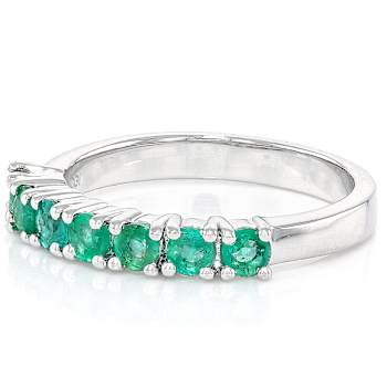 Emerald Band Ring In Sterling Silver 0.65ctw