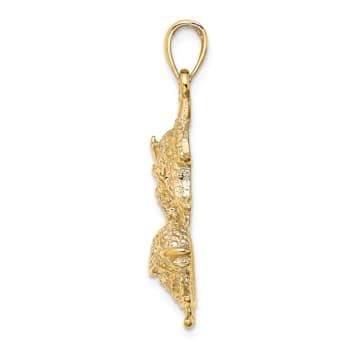14k Yellow Gold 3D Textured Large Pisces Zodiac pendant