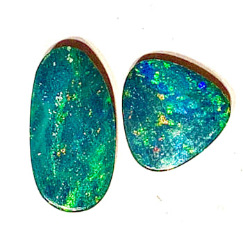 Opal on Ironstone Free-Form Doublet Set of 2 4.10ctw