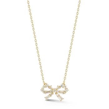 Rachel Zoe CZ Glitzy Bow Pendant Necklace in 14K Gold Over Sterling Silver