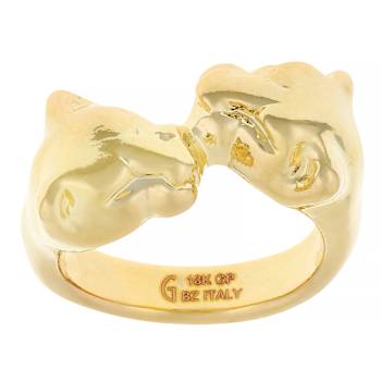 Double Panther Ring In 18K Gold Over Bronze