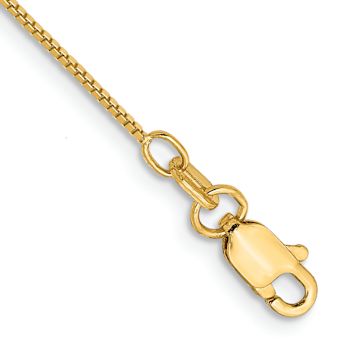 14k Yellow Gold 0.7mm Solid Box Link 16 Inch Chain