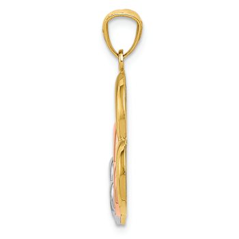 14k Yellow Gold and 14k Rose Gold with Rhodium Over 14k Yellow Gold
Polished Three Hearts Pendant