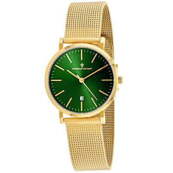 Christian Van Sant Women's Paradigm Green Dial, Yellow Stainless Steel Watch
