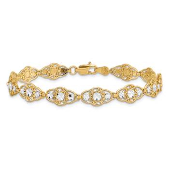 14K Two-tone Gold Diamond-Cut Fancy Link Bracelet