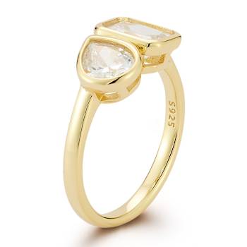 Rachel Zoe White CZ Toi et Moi Ring in 14K Gold Over Sterling Silver