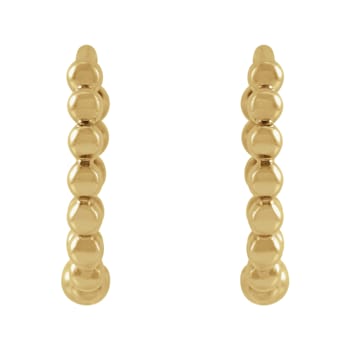 14K Yellow Gold Beaded Huggie Hoop Earrings