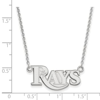 Rhodium Over Sterling Silver MLB LogoArt Tampa Bay Rays Pendant Necklace