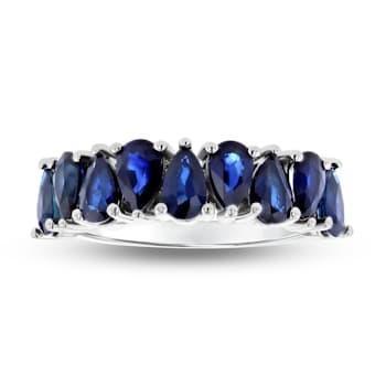 Pear Shaped Sapphire 14k White Gold Band Ring 2.05ctw