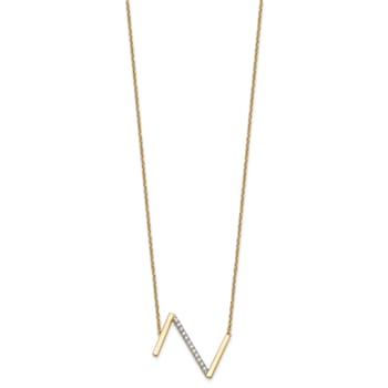 14k Yellow Gold and Rhodium Over 14k Yellow Gold Sideways Diamond
Initial Z Pendant 18 Inch Necklace