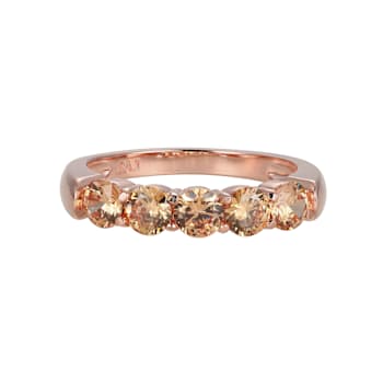 Champagne Cubic Zirconia 18k Rose Gold Over Sterling Silver Ring 2.02ctw