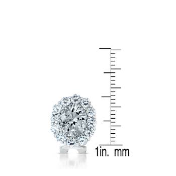 CZ Halo Stud Earrings In Sterling Silver 7.4ctw