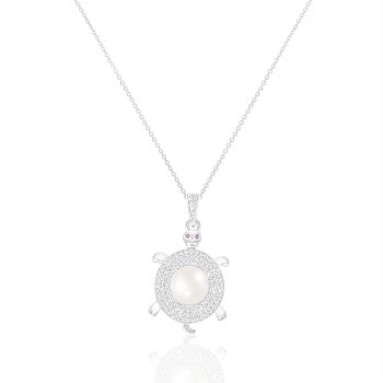 8-9mm White Cultured Freshwater Pearl Sterling Silver Pendant W/Chain