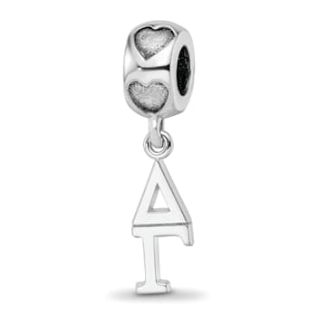 Rhodium Over Sterling Silver LogoArt Delta Gamma Vertical Letter on
Heart Bead