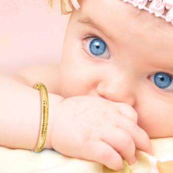 14k Yellow Gold 5mm Children's Polished Hammered Hinged Bangle