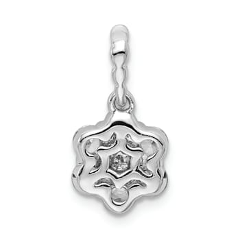 Rhodium Over 14K Gold Lab Grown Diamond SI1/SI2, G H I, Floral Pendant 0.62ctw