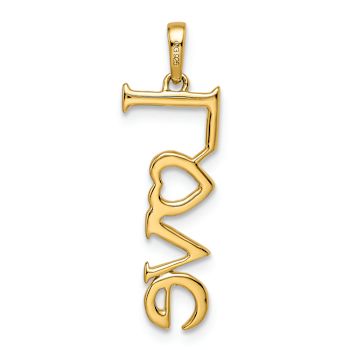 14K Yellow Gold Polished LOVE Diamond Pendant