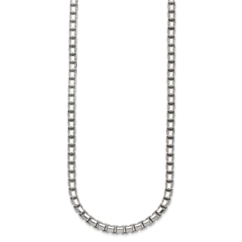 Rhodium Over Sterling Silver Polished 5.0mm Box 20 Inch Chain