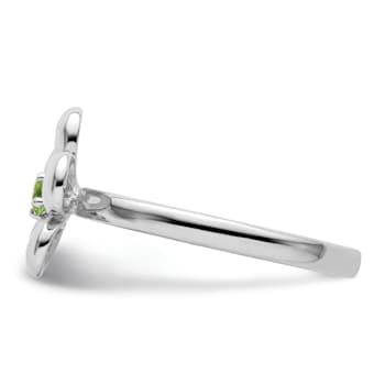 Sterling Silver Stackable Expressions Polished Flower Peridot Ring 0.12ctw