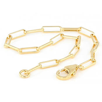 Paperclip Link Bracelet In 18K Gold Over Bronze